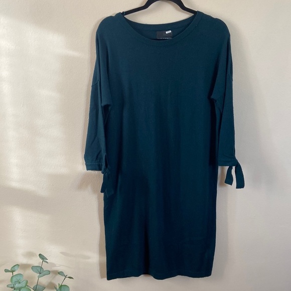 Dark Hunter Green Cynthia Rowley sweater Dress Mid Knee length Cashmere Medium - Picture 1 of 7